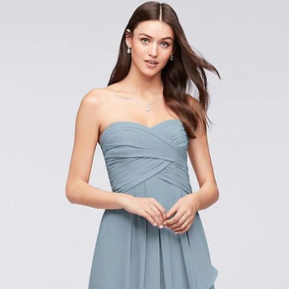 David's Bridal Dresses & Skirts - Crinkle Chiffon Dress with Cascade Skirt